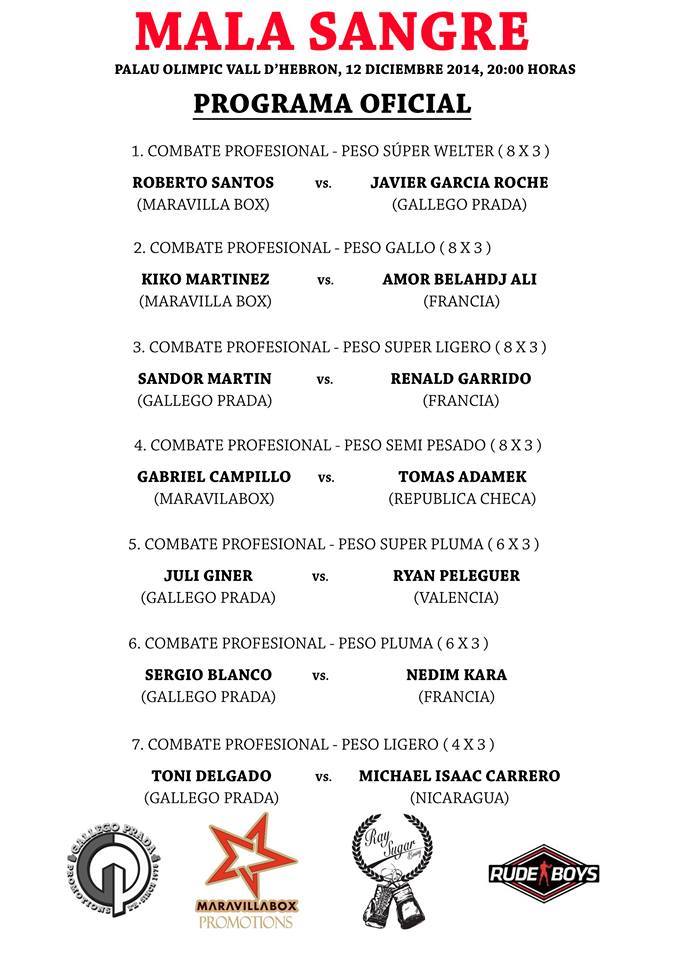 Fightcard Mala Sangre