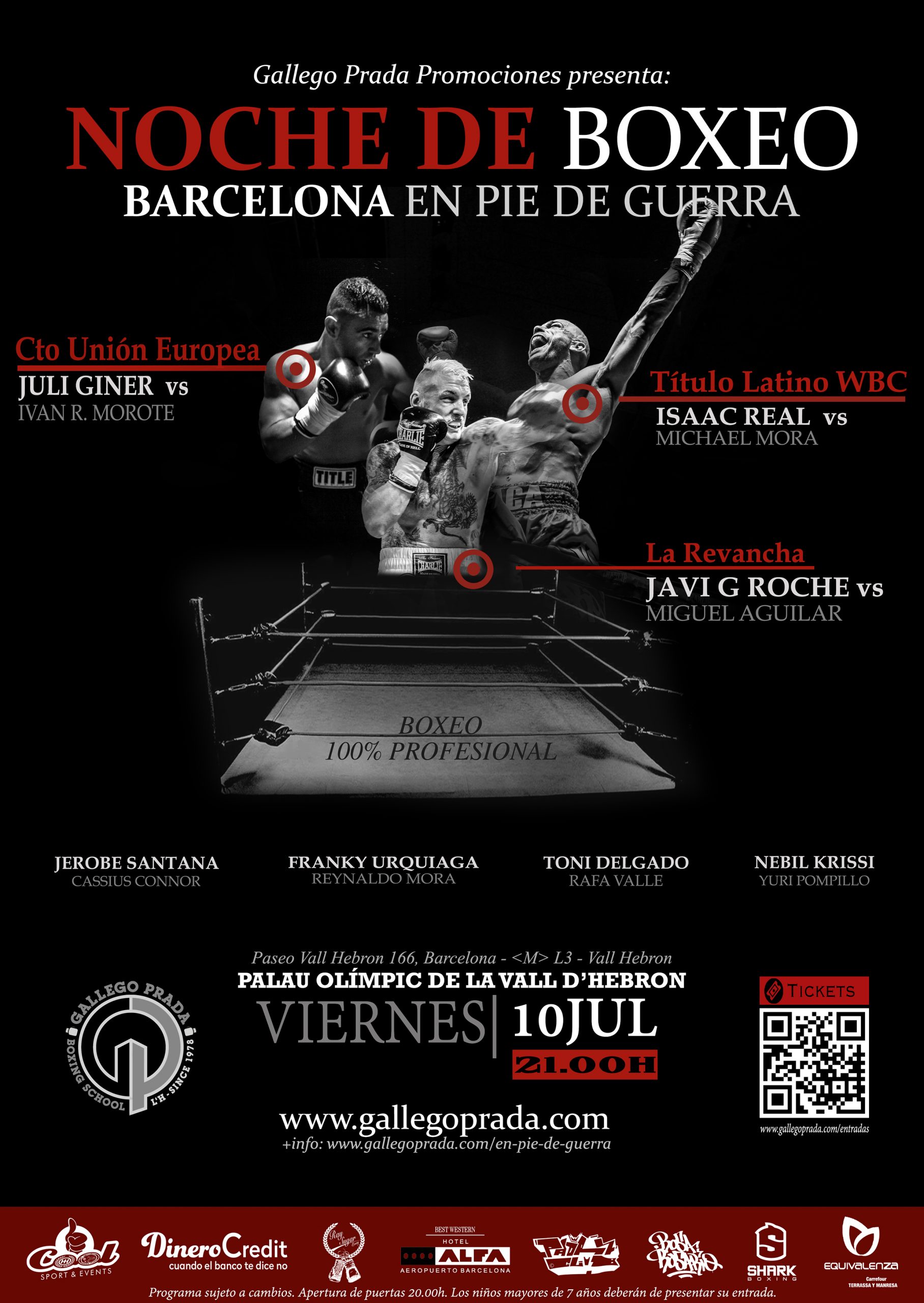 Cartel oficial de la velada de boxeo Barcelona en pie de guerra